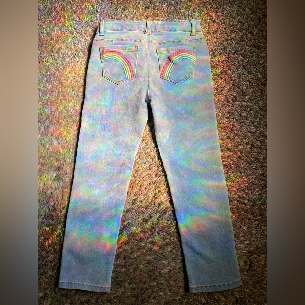 💖BOGO💖 Girls Embroidered Rainbow Pocket Jeans Size 5T by Okie Dokie